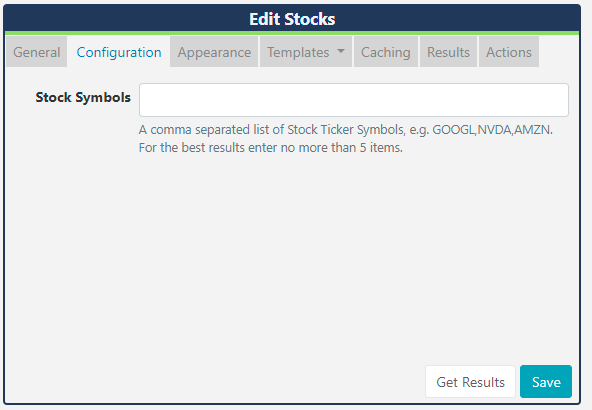 Stocks Configuration